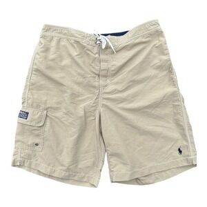 Polo‎ Ralph Lauren Y2K 90’s Swimming Trunks Beige Vented Men’s Size Large